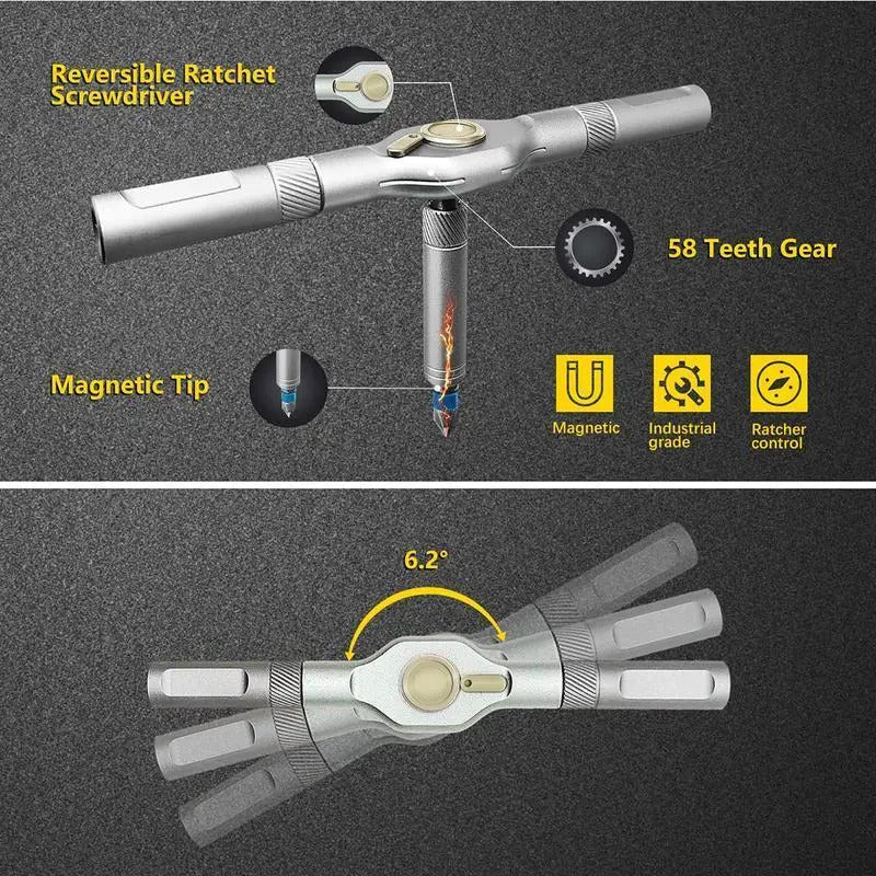24-Piece Magnetic Ratchet Screwdriver Set with T-Handle