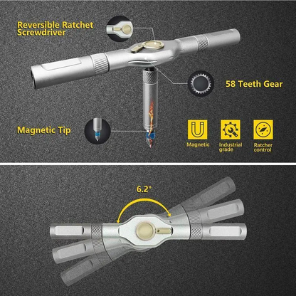 24-Piece Magnetic Ratchet Screwdriver Set with T-Handle