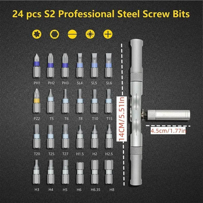 24-Piece Magnetic Ratchet Screwdriver Set with T-Handle