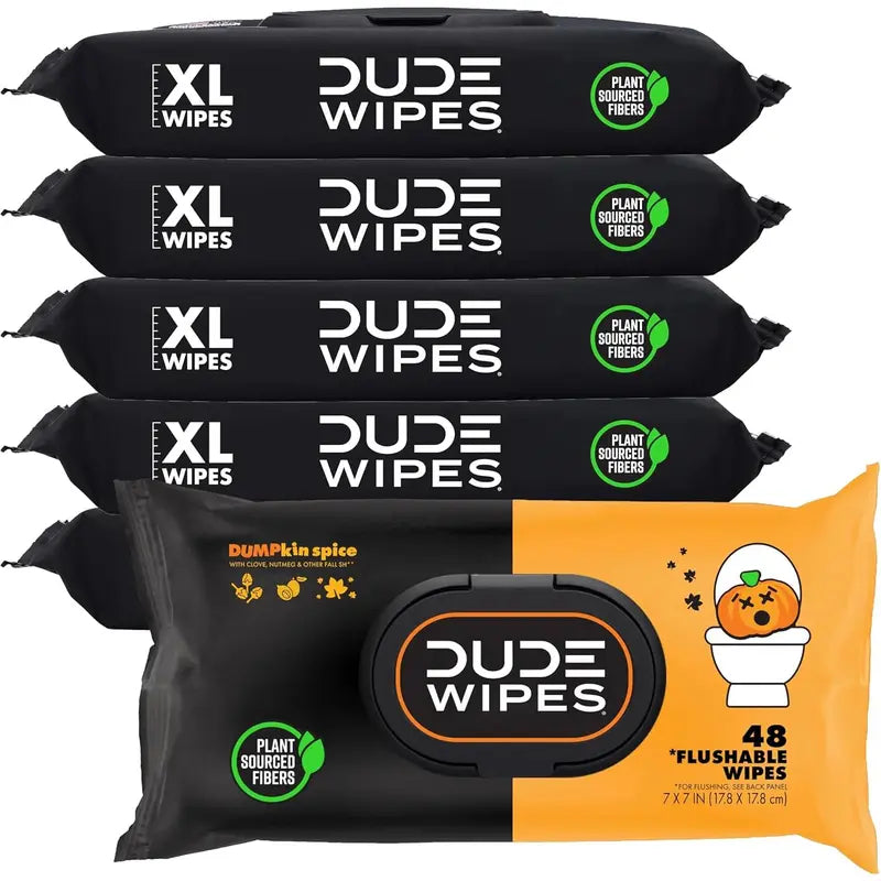 Flushable Wipes - 6 Pack, 288Wipes - DUMPkin Spice with Clove, Nutmeg,and Other Fall Scents - Septic and Sewer Safe