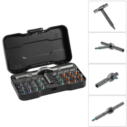 24-Piece Magnetic Ratchet Screwdriver Set with T-Handle