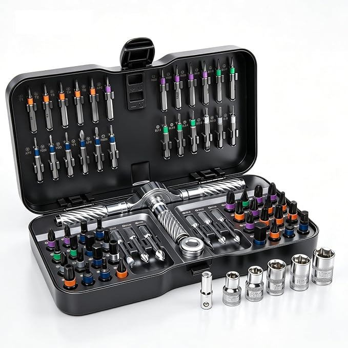 24-Piece Magnetic Ratchet Screwdriver Set with T-Handle