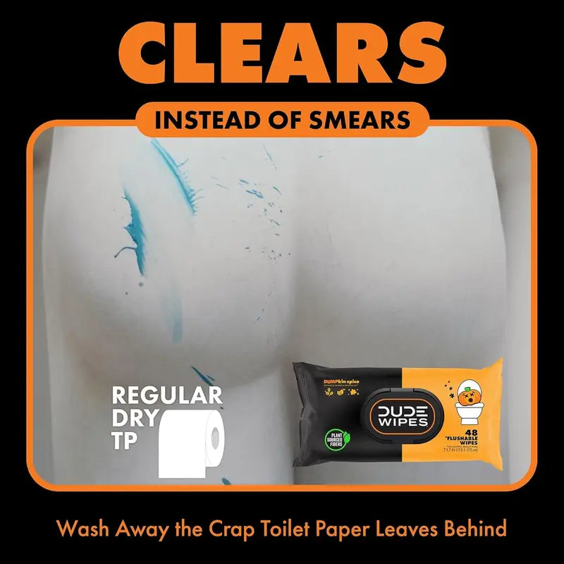 Flushable Wipes - 6 Pack, 288Wipes - DUMPkin Spice with Clove, Nutmeg,and Other Fall Scents - Septic and Sewer Safe